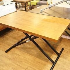 北大前! 札幌 引取 ニトリ NITORI DT NEW アクティブ ウォルナット 昇降式テーブル W120×D75×H27.5～76.5cm 中古 ブラウン 2009804
