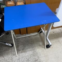 折りたたみテーブル　No.12365　パイプテーブル　ブルー　（...