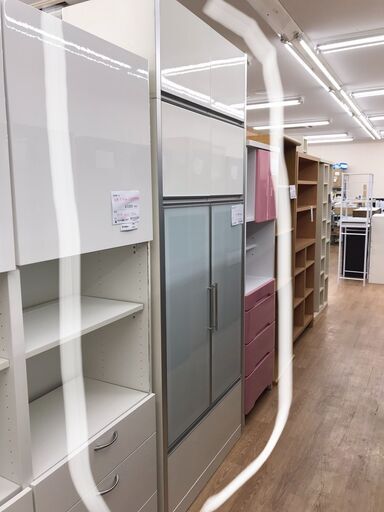 ★ジモティ割あり★ 食器棚　ホワイト　 ナチュラル H219×W90×D44 クリーニング済み KJ5311