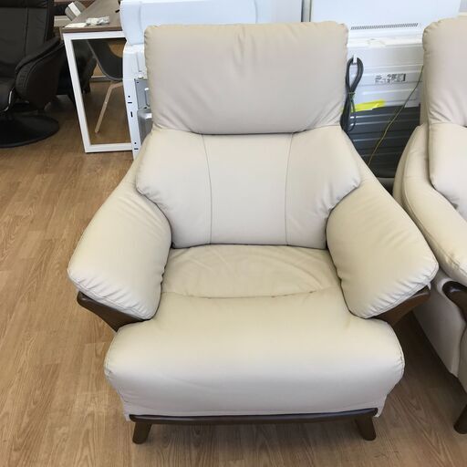 ★ジモティ割あり★ ニトリ 一人用ソファー ナチュラル H94×W83×D77 クリーニング済み KJ5313