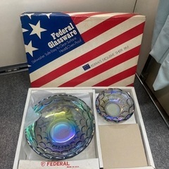 希少！USAビンテージ FEDERAL オーロラガラス サラダボ...