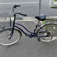 自転車 No.1285 パープル 26インチ LEDオートライト付き 6段切り替え