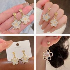 フラワー/ハートラインストーンピアス②（新品）の画像