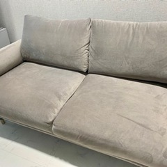 [ご相談中]使用3年◇LOWYA 2人掛けソファ 幅140 | ベルベット調 | スチール脚の画像