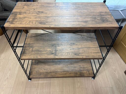 ラック キッチンラック 木製棚板 3段