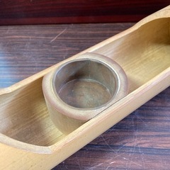 竹製花器　吊り舟　花入れ　生け花　竹工芸品　天吊りの画像