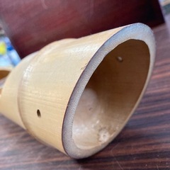 竹製花器　吊り舟　花入れ　生け花　竹工芸品　天吊りの画像