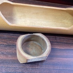 竹製花器　吊り舟　花入れ　生け花　竹工芸品　天吊りの画像