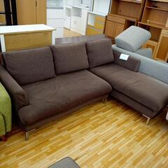 ☆ジモティ割あり☆ 3人掛けL字ソファー ブラウン クリーニング済 YJ2844
