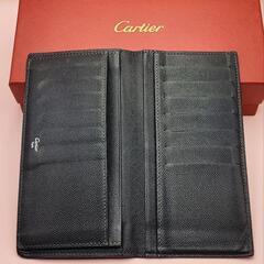 カルティエ　長財布　札入れ　キャビアスキン　箱など備品付きの画像