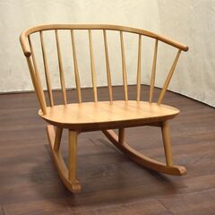 ≪yt1385ジ≫ アウトレット家具 ワイドロッキングチェア 試作サンプル スポークチェア/オカムラ/シェアードスペース/ウィンザー 60415-04の画像