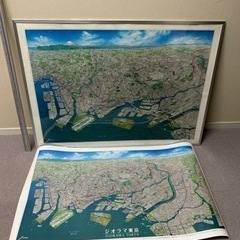 ジオラマ東京　鳥瞰図ポスター　額装済み　