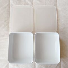 未使用 無印良品 ホーロー保存容器・大 ＋ フタ 各2点 セット