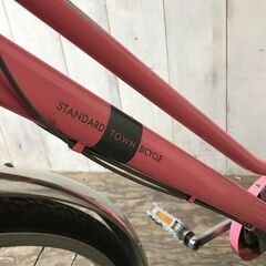 自転車 26インチ 3段変速 カゴ ベル ライト 鍵付き ママチャリ ピンク シティーサイクル 24e菊TKの画像