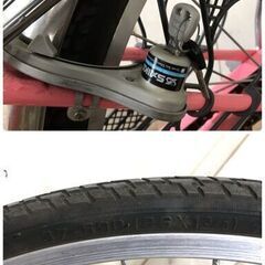 自転車 26インチ 3段変速 カゴ ベル ライト 鍵付き ママチャリ ピンク シティーサイクル 24e菊TKの画像