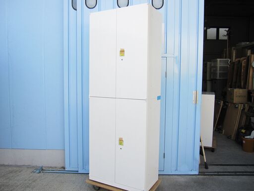 上下書庫セット　両開き/両開き　鍵あり　ホワイト　オカムラ製レクトライン　800ｘ450ｘ2150