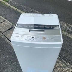 北九州市内配送設置無料　保証付き 2021年製AQUA アクア 簡易乾燥機能付き洗濯機 4.5kg ホワイト AQW-S45J（W）