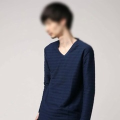 新品タグ付き◆ZOZOTOWN◆ゾゾタウン◆ブリングリース◆ジャガード◆ロングTシャツ◆長袖ボーダーシャツ◆ネイビー濃紺◆Mサイズの画像