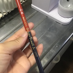 スタンプ＆赤と紺も色鉛筆の画像