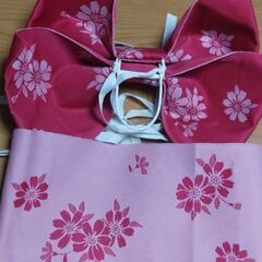 作り帯　ローズピンク＆花柄の画像