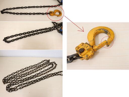 【9/4ヤ取終了】≪C100ジ⑤≫KITO/キトー 手動チェーンブロック 1TON M3 チェーン2.5m 工具/吊り金具 荷上げ/荷