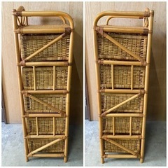 家具 収納家具 1点　チェスト ランドリーラック ラタン 収納 引き出し　中古品の画像