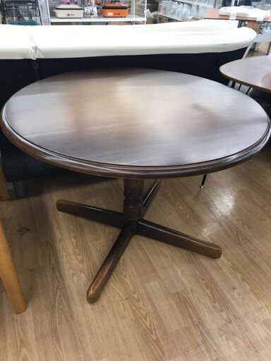 ★ジモティ割あり★ 飛騨家具 丸テーブル 茶色 H70×W99×D99 クリーニング済み KJ5318