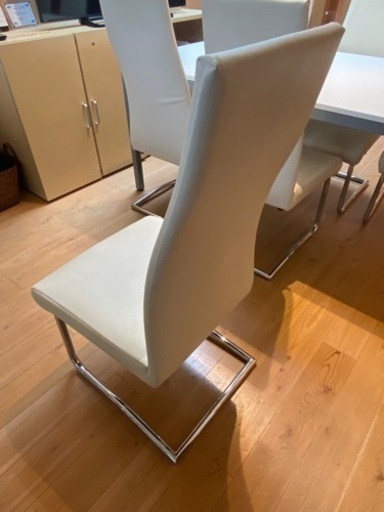 【美品】ダイニングテーブルセット180cm 会議机 本革椅子6脚