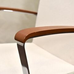 ≪yt1396ジ≫ アウトレット家具 アームチェア 試作サンプル 布張り/白 座面やや高め スリム ダイニングチェア/ハイバック 60417-08の画像