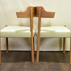 ≪yt1397ジ≫ [2脚セット] アウトレット家具 ダイニングチェア 試作サンプル 合皮×布カバー アイボリー/若草色/着せ替え 60427-04の画像