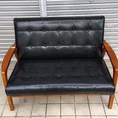 【値下げしました】レザー ソファー ブラック 2人がけ ニトリ　...