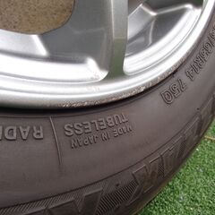 軽自動車AW+スタッドレスタイヤセット 155/65/R14　タントカスタムに装着　ブリジストン BRIDGESTONE　  BLIZZAK REVO GZ　一本キズあります。　　　　　　　　　　　　　　外国人不可。プロフご必読ください。の画像