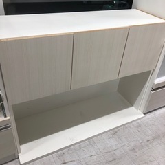 レンジボード3枚扉ホワイト×ナチュラル【トレファク堺福田店】