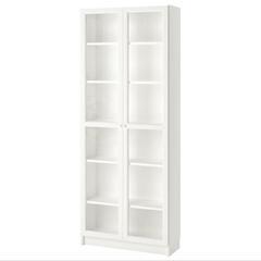 IKEA ガラス扉キャビネット　ビリー　オクスベリ　白