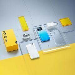 新品未開封 シムフリースマホ POCO M5s 128GB 青色 アンドロイド ケース付きの画像