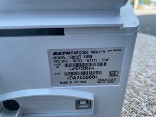 ☆②中古品 SATO サトー バーコードプリンター F1212T USB 動作問題なし BARCODE PRINTER☆