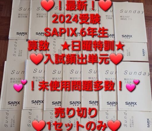 【★2024受験】【未使用多数】Sapix6年2023年度版 算数日曜特訓 ☆最新☆2024受験】【未使用多数】Sapix6年2023年度版 算数日曜特訓