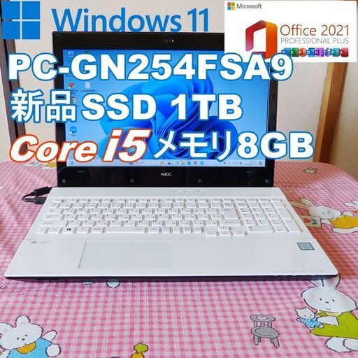 ★ NEC  NEC-PC-GN254FSA9 新品SSD1TB/Windows11/メモリ8GB/第７世代Core i5/Office2021/美品