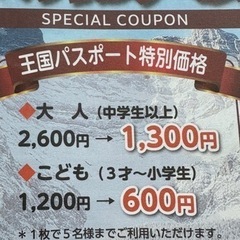 🉐🉑那須どうぶつ王国　半額クーポン券の画像