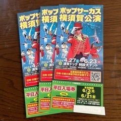 ポップサーカス　横須賀　普通入場券 1枚800円、3枚2000円