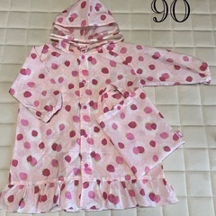 キッズ　レインコート　カッパ　保育園　幼稚園　女の子　いちご　ピ...