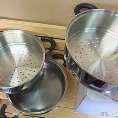 ステンレス　3段蒸し器　24ｃｍ　CK-033　陳建一　鉄人　IH対応　両手鍋　の画像