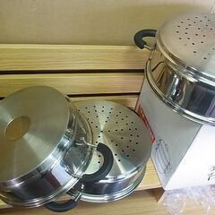 ステンレス　3段蒸し器　24ｃｍ　CK-033　陳建一　鉄人　IH対応　両手鍋　の画像