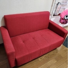 【家具 ソファ 2人掛けソファ】レッドの画像