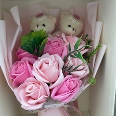 【売ります】クマのぬいぐるみ造花ブーケ