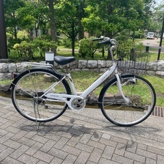 自転車（白色、ギア付き、鍵あり）