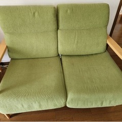 【家具 ソファ 2人掛けソファ】グリーン