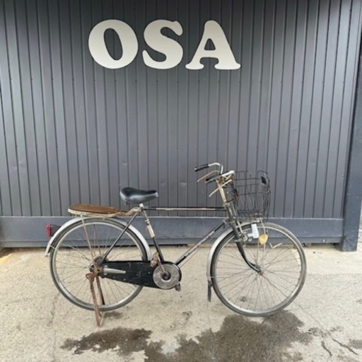 490★岐阜発　昭和レトロ/自転車/運搬自転車△ヨコタ△26インチ/アンティーク/走行確認/防犯有り/前かご破損あり/現状品　R6.4/11★