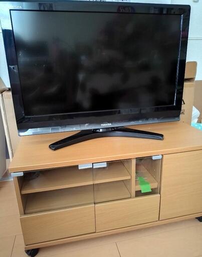 ★やり取り中、受付停止★【中古セット】(非対面取引)テレビ32型　東芝　レグザ　テレビ台　セット販売　配線収納ケース