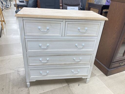 4段ローチェスト　ﾎﾜｲﾄ×ﾅﾁｭﾗﾙ